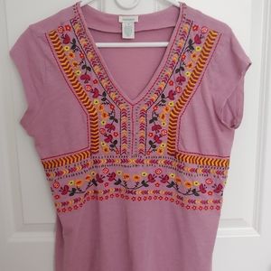 V-Neck cap sleeved T-shirt